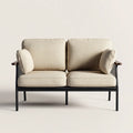 Divano da esterno 152×76×82 cm - beige e legno - con braccioli intrecciati per veranda