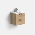 Lavabo bagno sospeso 50×45×50 cm - rovere chiaro e bianco - con mobile compatto moderno