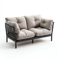 Divano Da Esterno 170×82×80 cm - Beige/Nero - tessuto e metallo - design moderno per All'Aperto