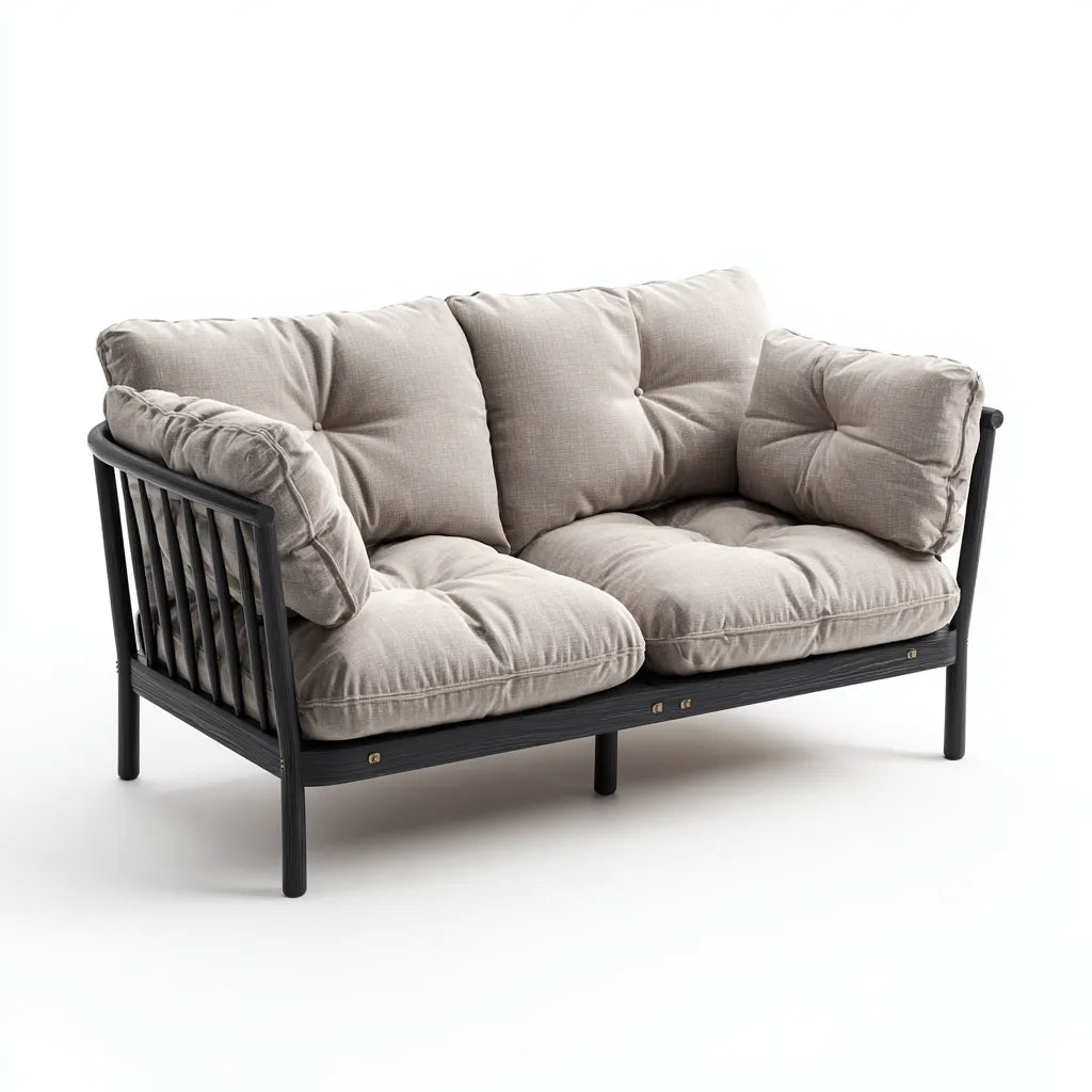 Divano Da Esterno 170×82×80 cm - Beige/Nero - tessuto e metallo - design moderno per All'Aperto
