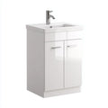 Mobile lavabo 50×39×82 cm - Bianco - pannello laccato e ceramica - compatto per bagno