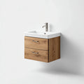 Lavabo bagno sospeso 50×46×52 cm - legno naturale e bianco - con mobile da parete funzionale