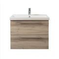 Lavabo bagno sospeso 58×45×54 cm - rovere miele e bianco - con mobile compatto da parete