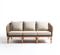 Divano da esterno 198×76×84 cm - beige e legno - con struttura intrecciata per veranda