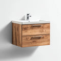 Lavabo con mobile bagno 60×46×58 cm - legno bianco - sospeso con frontale arrotondato e contenitore