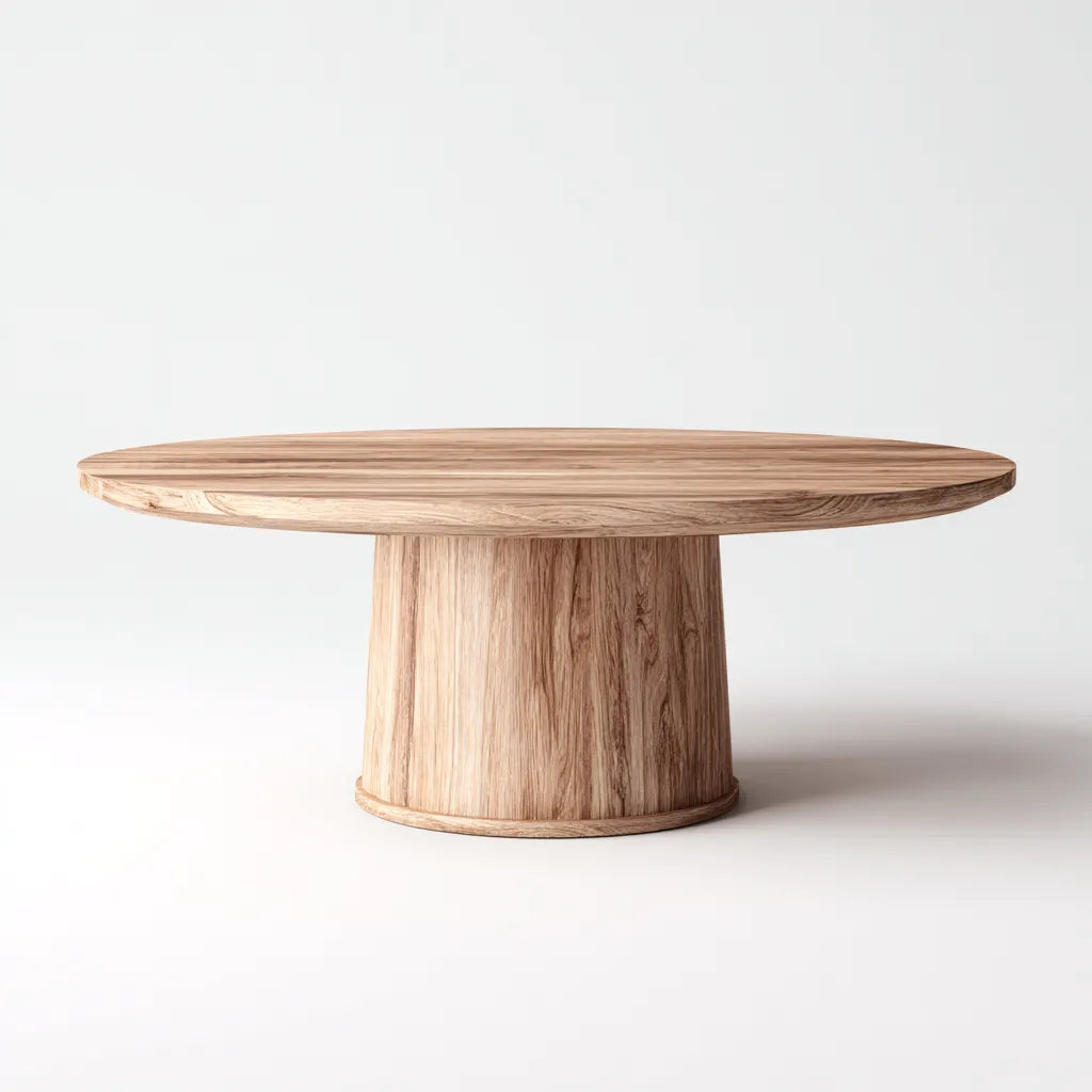 Tavolo da pranzo rotondo 130×130×76 cm - legno rovere chiaro - con base centrale per sala da pranzo