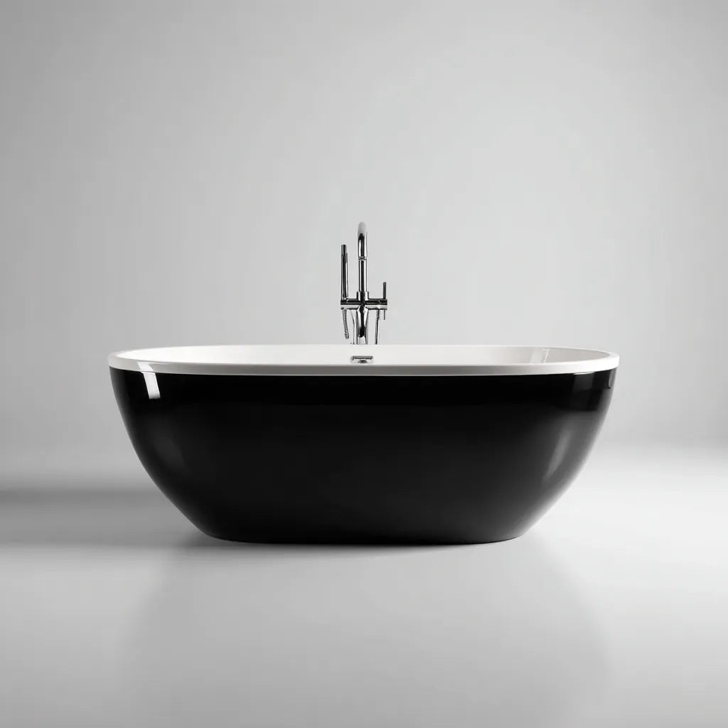 Vasca freestanding 170×78×58 cm - nero/bianco - acrilico sanitario - design moderno per bagno