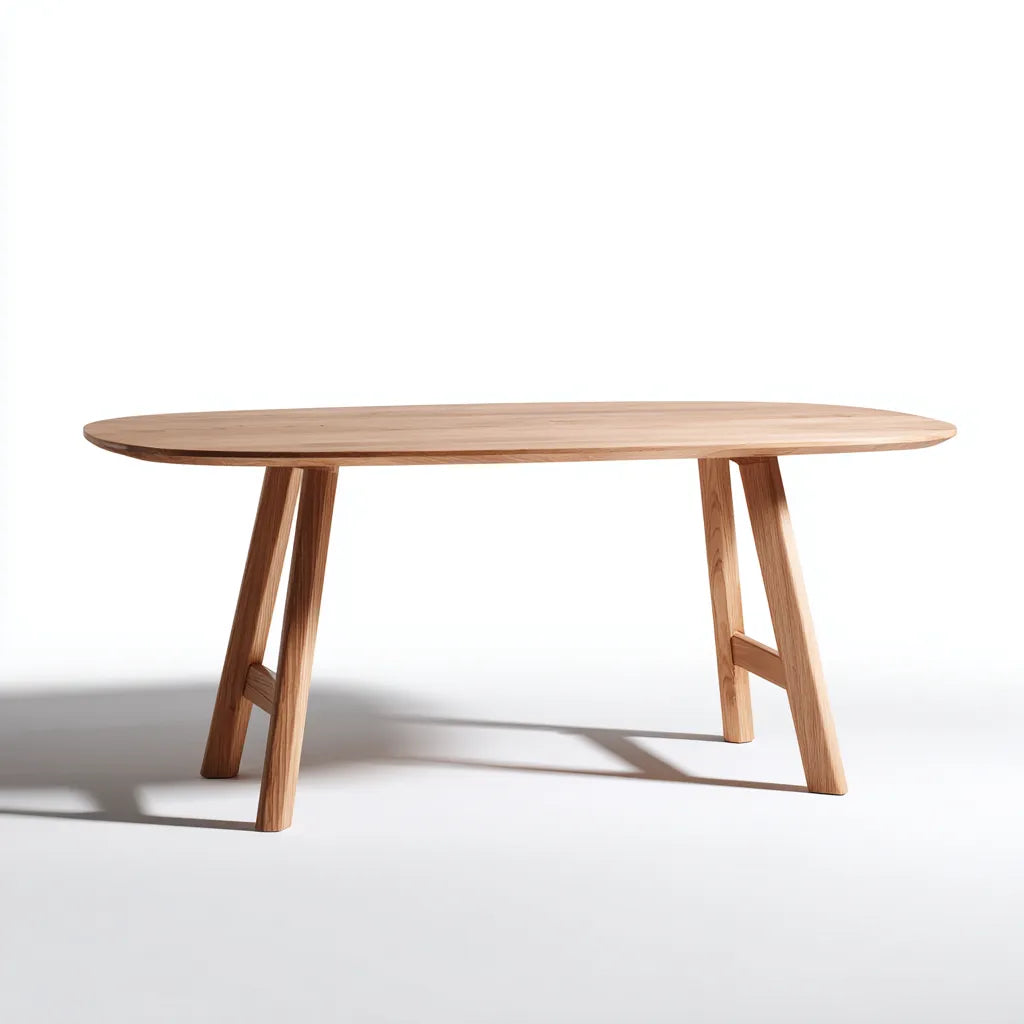 Tavolo da pranzo 180×90×75 cm - legno - piano ovale con struttura inclinata per sala da pranzo