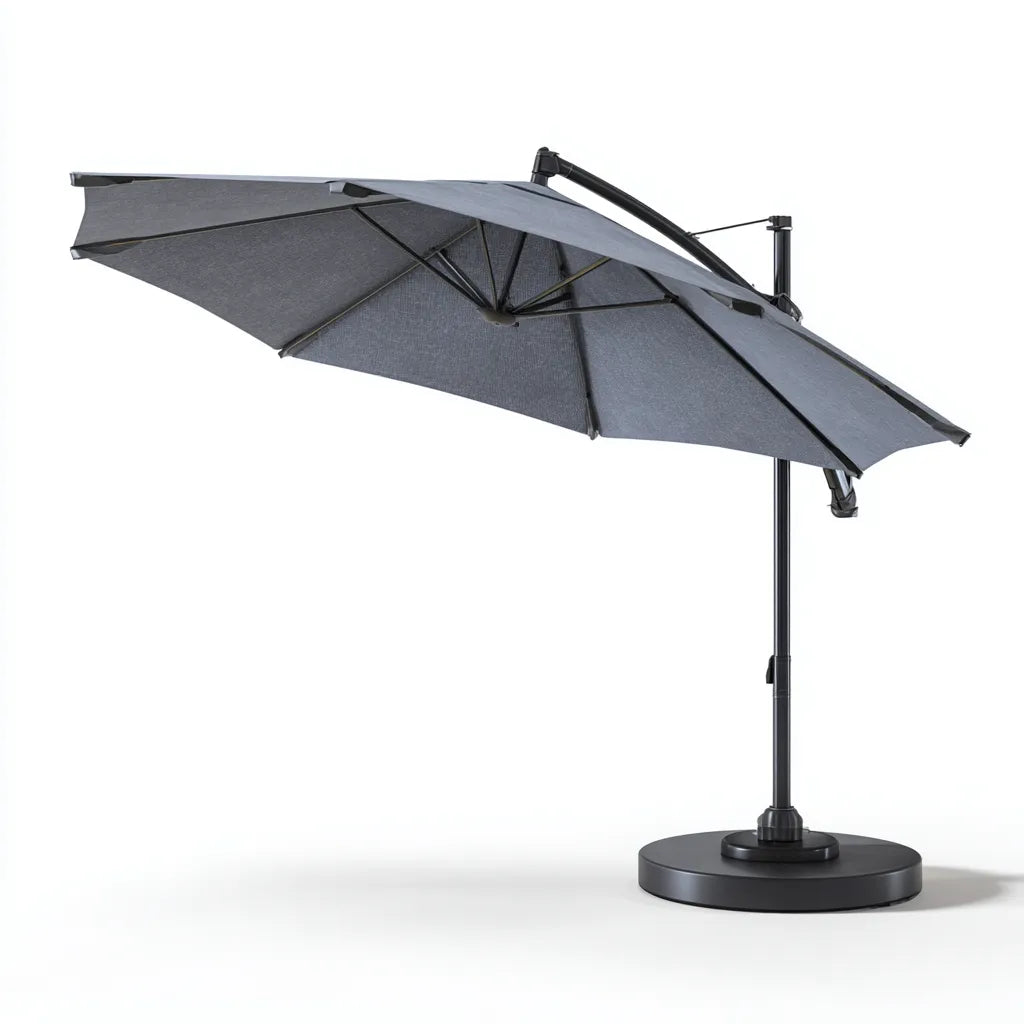 Ampio ombrellone da esterno 320×320×255 cm - grigio - con apertura laterale e struttura moderna