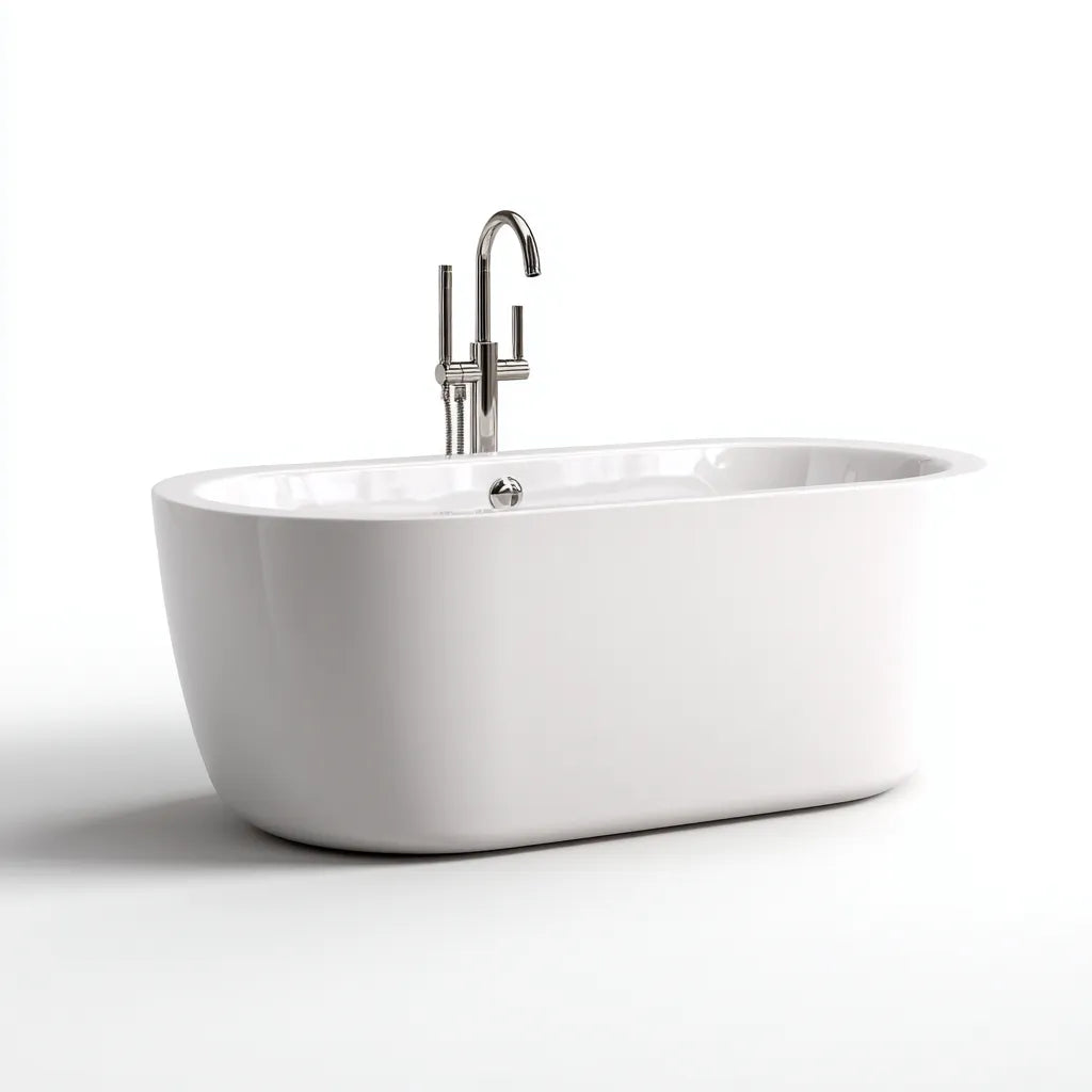 Vasca freestanding 168×76×58 cm - bianco - profilo arrotondato per bagno elegante