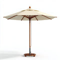 Ampio ombrellone da esterno 300×300×258 cm - crema/marrone - in legno con copertura per giardino