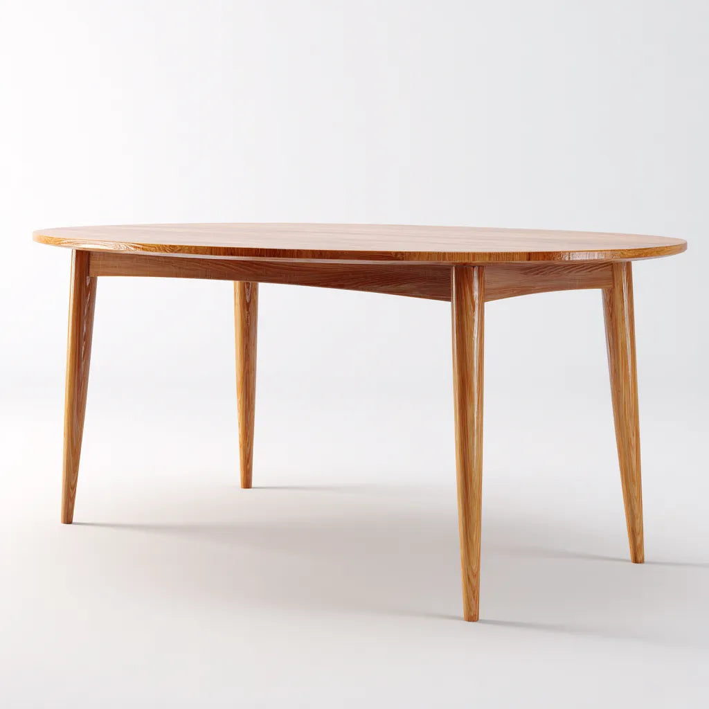 Tavolo da pranzo 170×85×75 cm - legno - piano arrotondato con linea essenziale per sala da pranzo