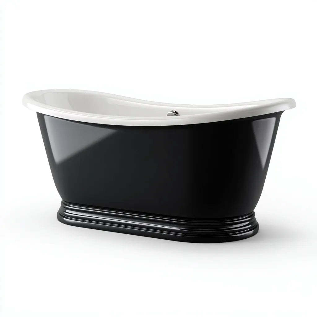Vasca freestanding 168×74×72 cm - nero/bianco - acrilico lucido - stile classico per bagno