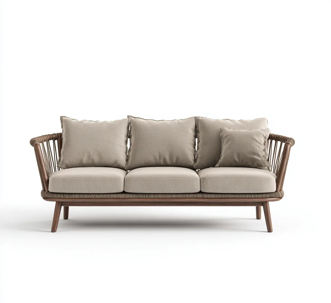 Divano Da Esterno 178×78×79 cm - Beige/Marrone - legno e corda - stile naturale per All'Aperto