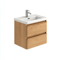 Lavabo con mobile bagno 60×45×55 cm - legno bianco - sospeso con vano contenitivo per bagno moderno