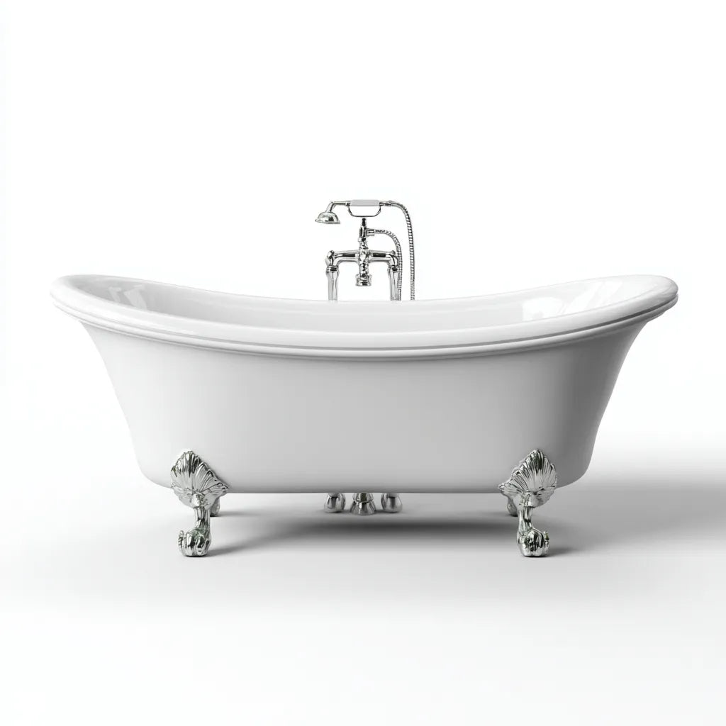 Vasca da bagno classica 172×76×74 cm - bianco/cromo - con piedini decorativi per bagno elegante